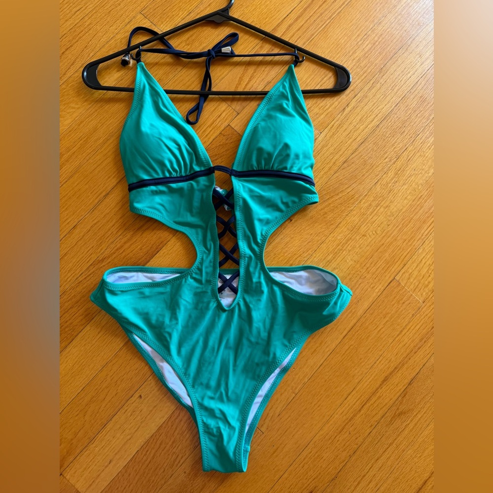 Cupshe Size Medium Teal Cutout One-Piece Swimsuit